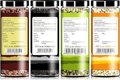 Coreganic Raw Combo Seeds Value Pack (FLax Seed,Chia Seed,Pumpkin Seed & Sunflower Seed),150g [pack of 4]