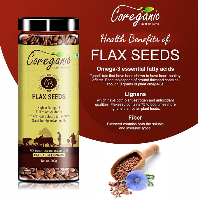 Coreganic Raw Edible Seeds Family Value Pack (Flax,Chia,Pumpkin,Sunflower,Basil,Watermelon & Quinoa Seeds,200g[Pack of 7]